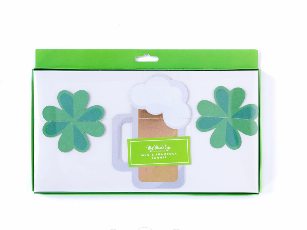 Mug and shamrock banner