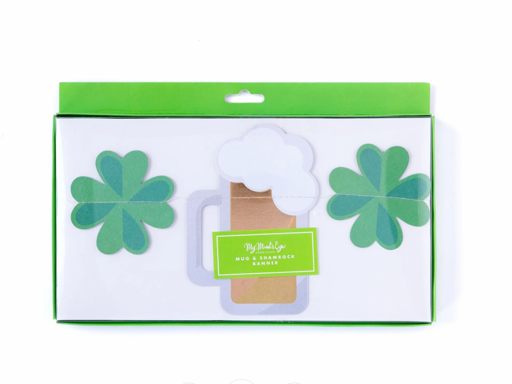 Mug and shamrock banner