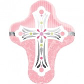 Supershape foil balloon - pink cross