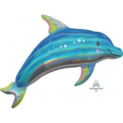 Supershape foil balloon - Holographic iridescent dolphin