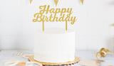 Gold happy birthday cake topper