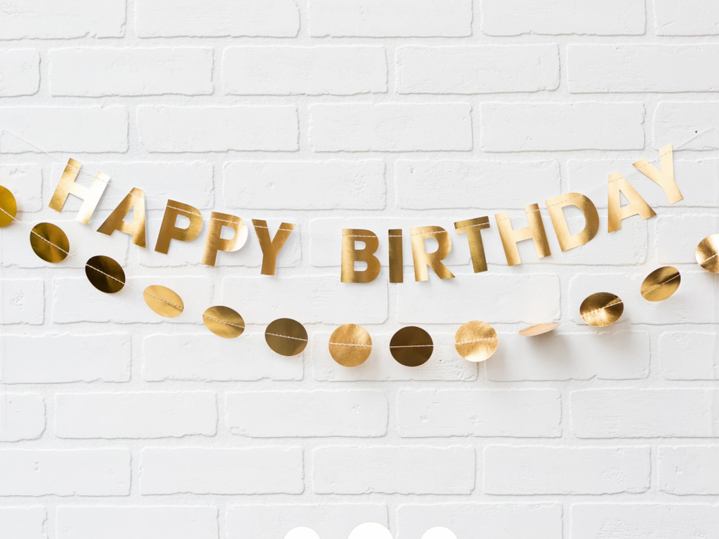 Gold happy birthday banner