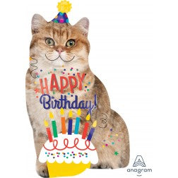 Supershape foil balloon - Cat happy birthday