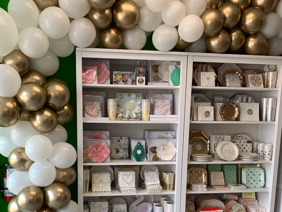 Gold and white balloon garland - ready for you to hang