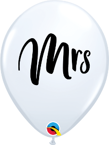 Helium inflated 11” latex - Mrs