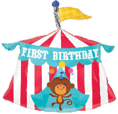 Supershape foil balloon - First birthday - circus