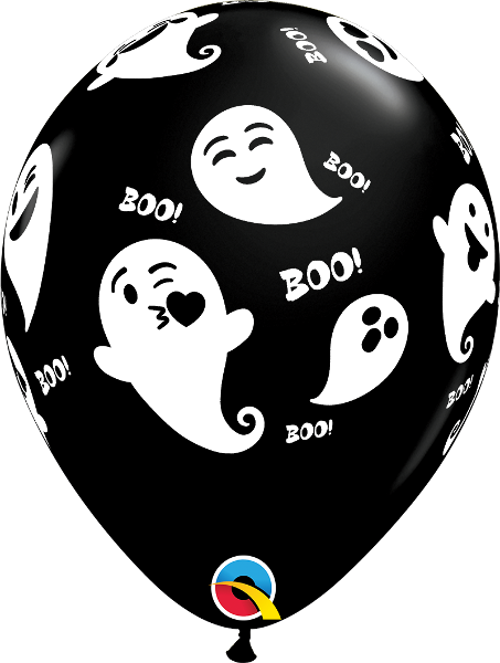 Helium inflated 11” balloon - emoticon ghosts
