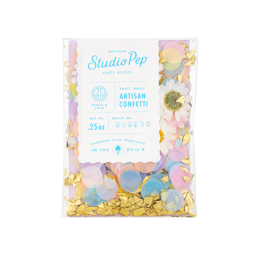 Artisan confetti - peace and love with real dried daisies