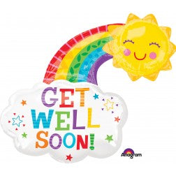 Supershape foil balloon - Get well happy rainbow
