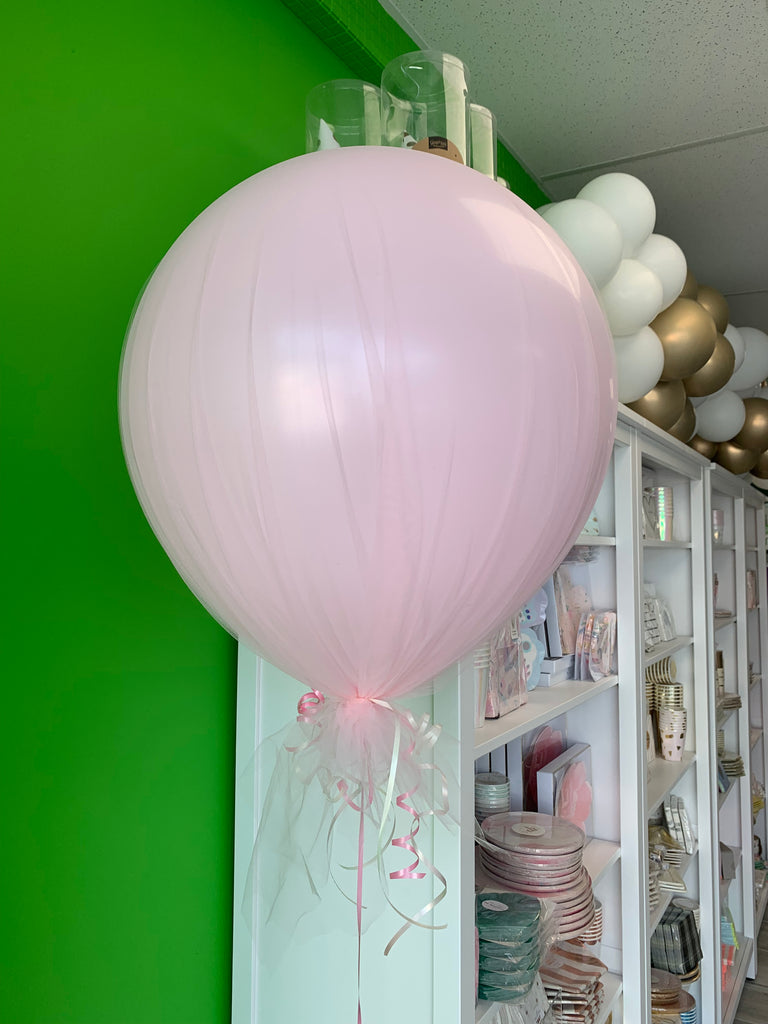 Helium inflated Matte pastel tulle balloons - weight included