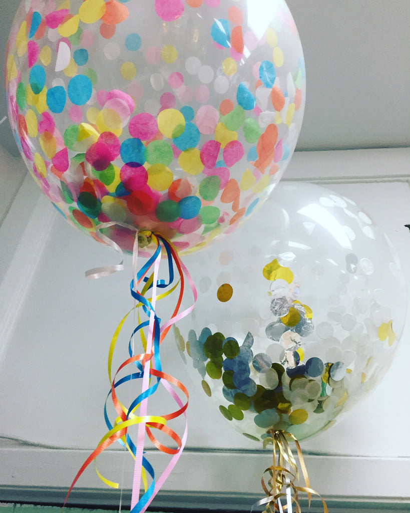 2 X 18 inch confetti balloons  various colours - PAPER CONFETTI IS A SAME DAY BALLOON
