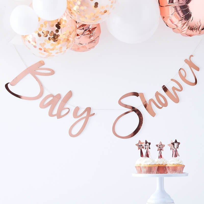 Rose gold baby shower garland