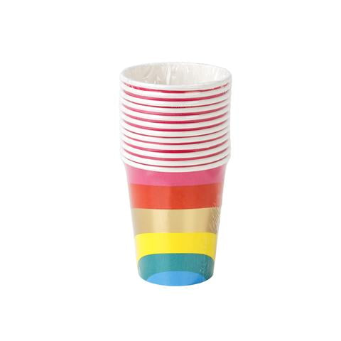 Bright rainbow paper cups