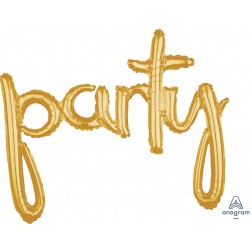 Air fill party script balloon banner - gold or silver