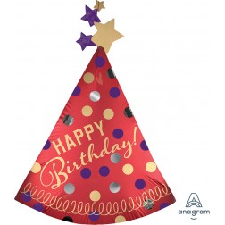 Supershape foil balloon - Red satin party hat