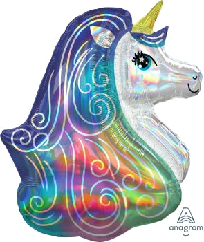 Supershape foil balloon - Holographic unicorn