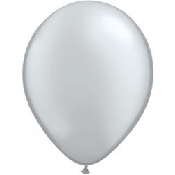Helium inflated 11” balloon- Pearl metallic silver