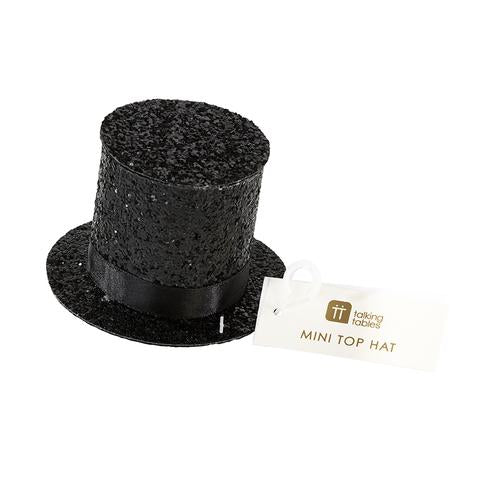 Clip on mini glitter top hat