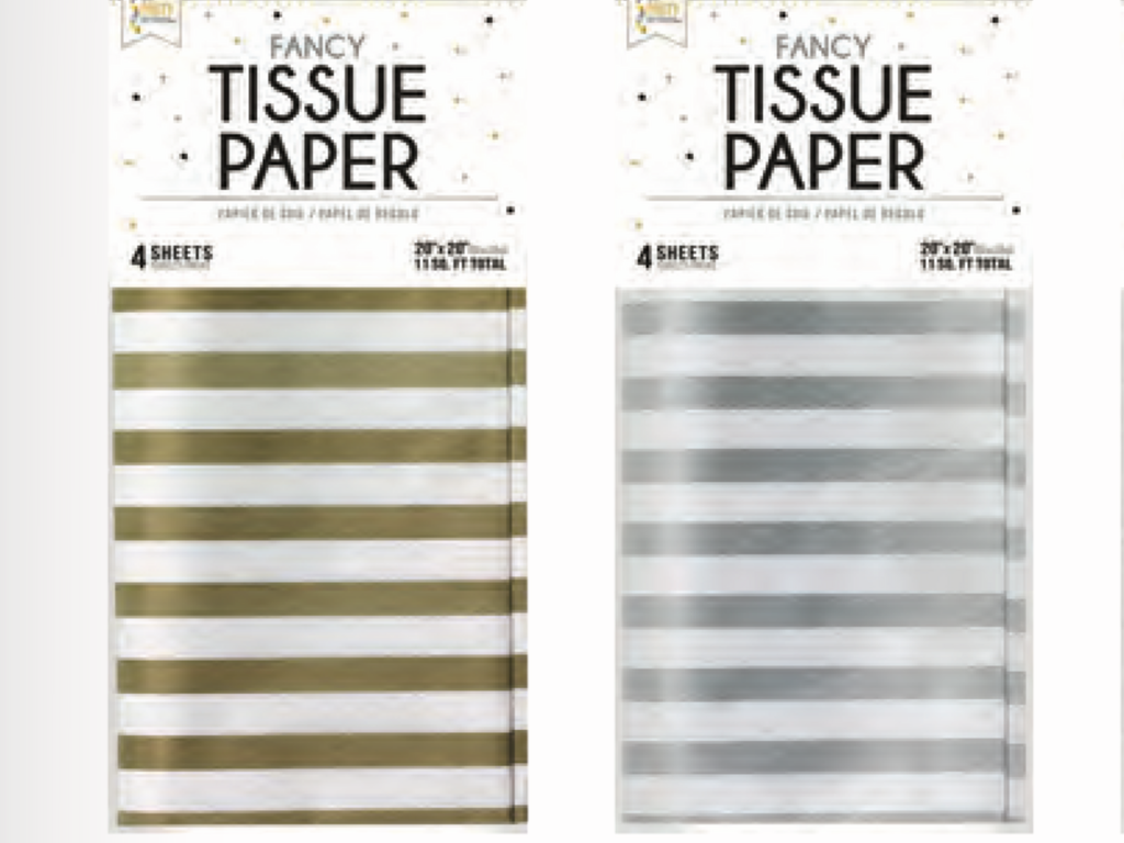 Tissue paper - gold or silver striped