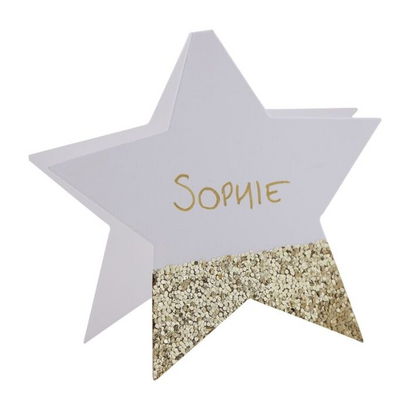 Gold glitter star place cards