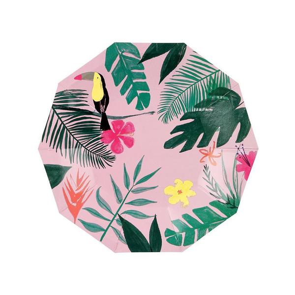 Pink tropical plates small - Meri Meri