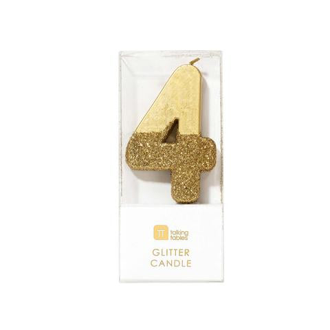 Gold glitter number candles