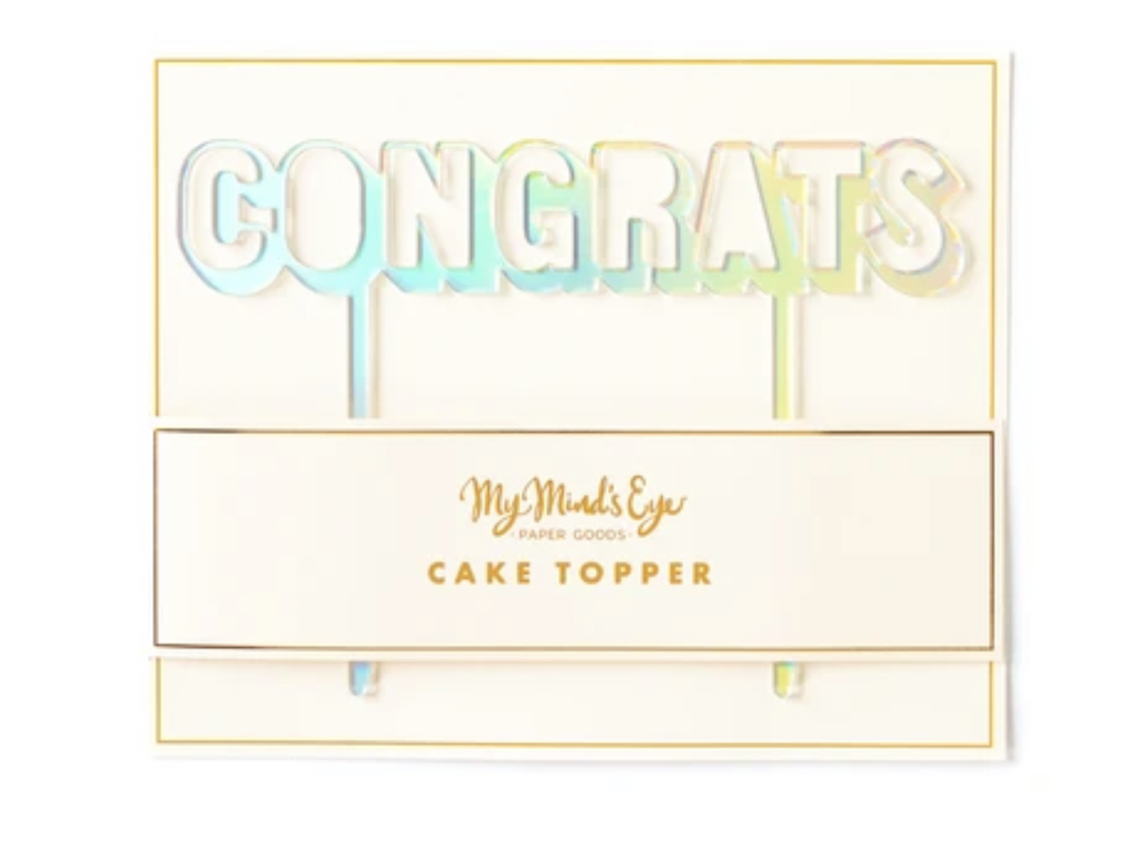Congrats holographic cake topper
