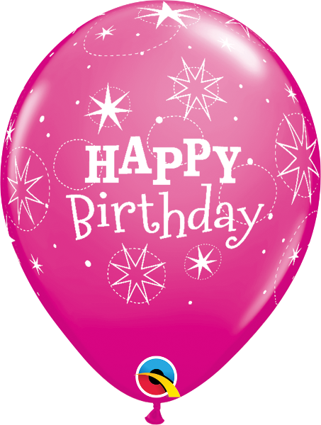 Helium inflated 11” balloon - wild berry birthday sparkles