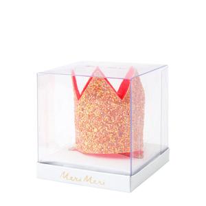 Mini pink glitter crown hair clip - Meri Meri