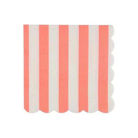 Small coral stripe napkins - Meri Meri