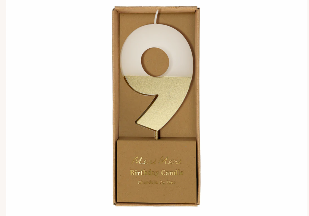 Gold dipped number candles 0-9 - Meri Meri