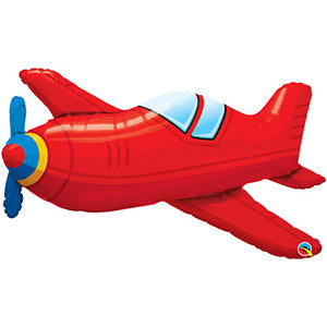 Supershape foil balloon - Red vintage airplane