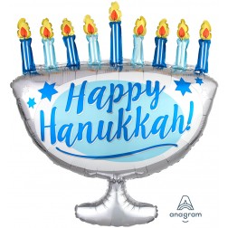 Supershape foil balloon - Happy Hanukkah Menorah