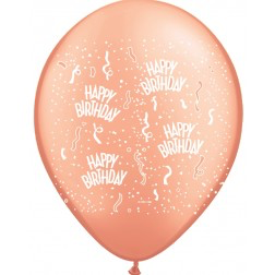 Helium inflated 11” balloon - rose gold happy birthday