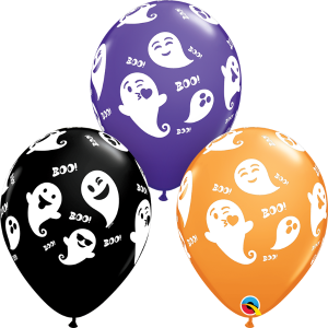 Helium inflated 11” balloon - emoticon ghosts