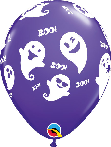 Helium inflated 11” balloon - emoticon ghosts