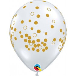 11” balloon - Diamond clear with gold dots