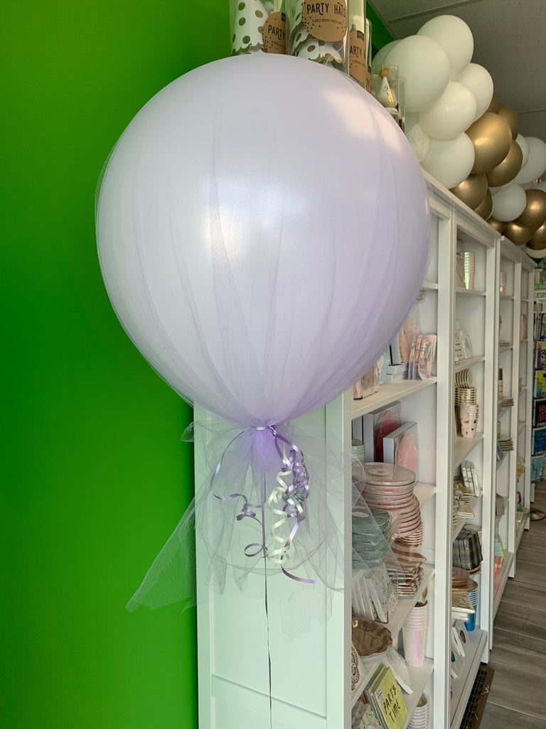 Helium inflated Matte pastel tulle balloons - weight included
