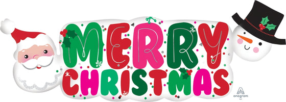 Supershape foil balloon - Santa and snowman - merry Christmas