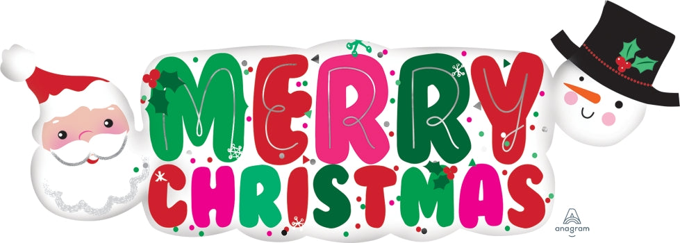 Supershape foil balloon - Santa and snowman - merry Christmas