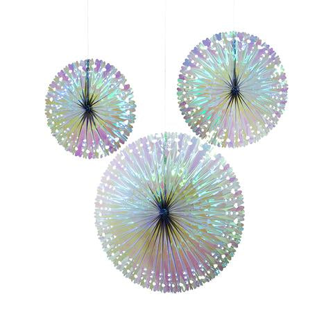 *SALE* Pack of 3 iridescent fan decorations