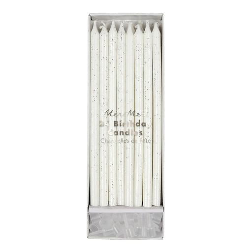 Silver glitter candles - Meri Meri