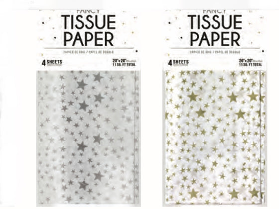 Tissue paper - silver or gold stars