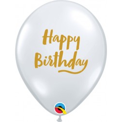 Helium inflated 11" balloon - Diamond clear Happy birthday script