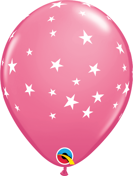Helium inflated 11” latex balloon - Contempo stars