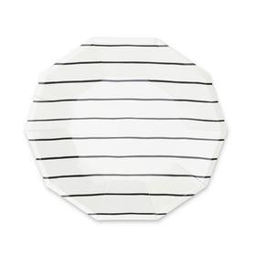 Frenchie striped large plates - Ink
