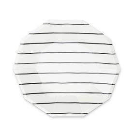 Frenchie striped large plates - Ink