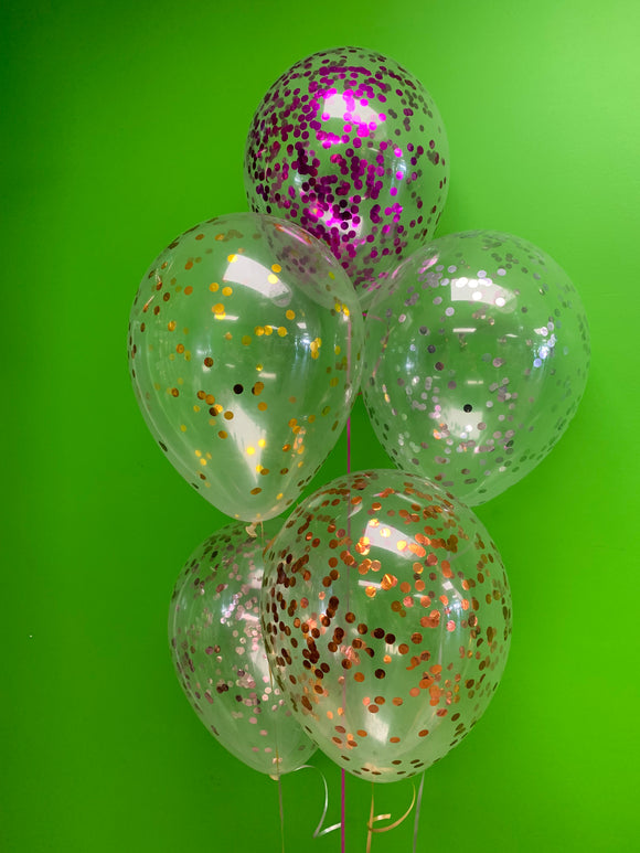 Helium inflated 11” latex mini dot confetti balloon - assorted colours