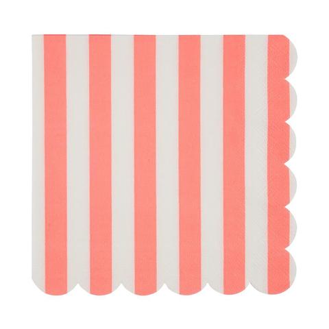 Large coral striped napkins - Meri Meri