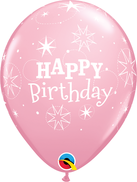 Helium inflated 11” balloon - pink birthday sparkles